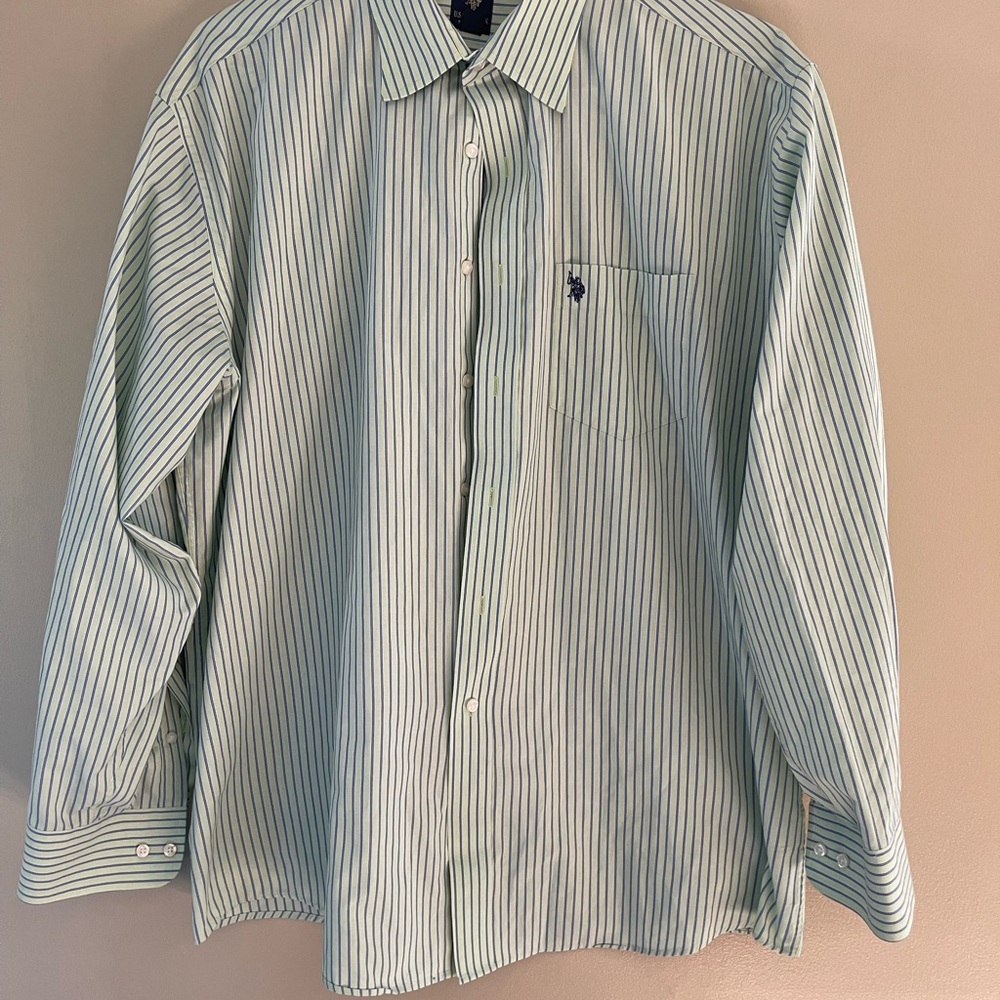 US Polo Assn Men’s Button Down Shirt XL - Green Stripe